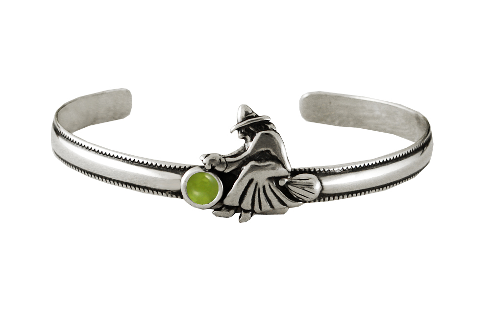 Sterling Silver Witch Cuff Bracelet With Peridot